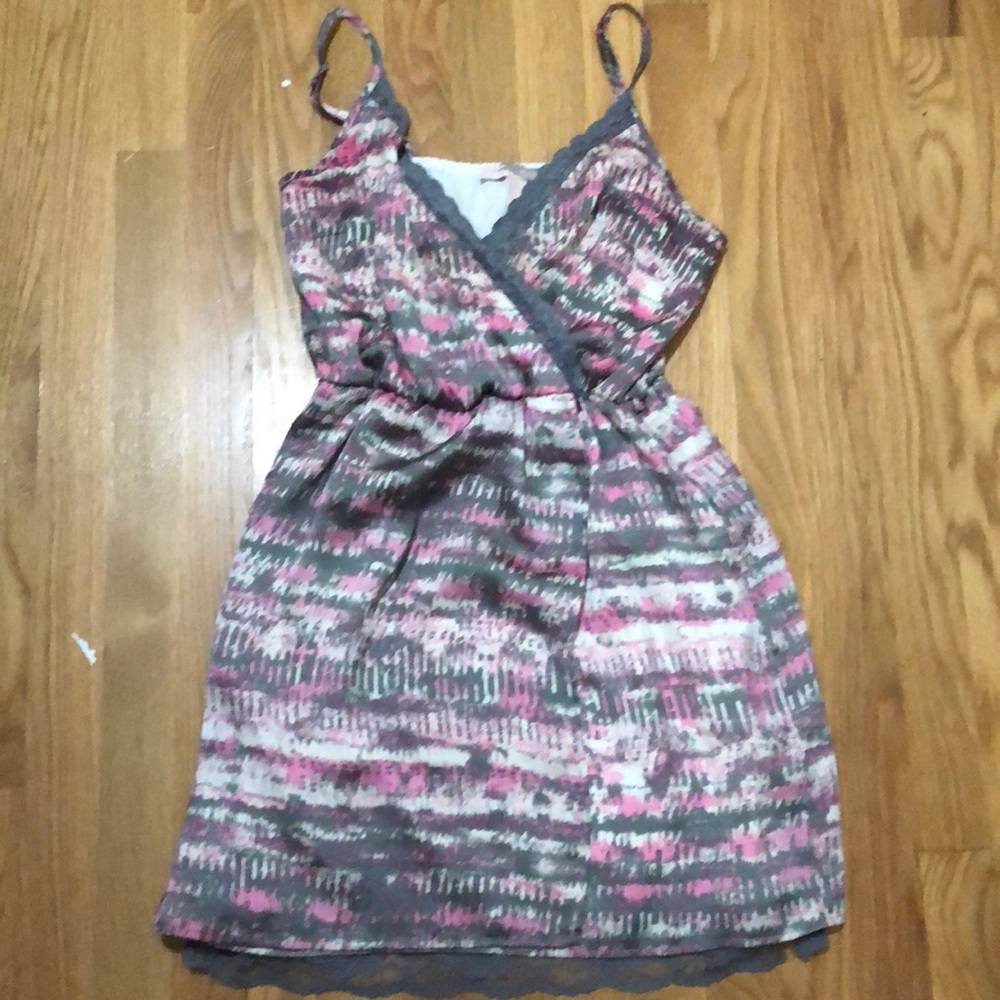 Grey and pink lace top dress